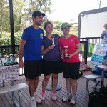 Open Ladies Doubles Finalists Sonja Stuetz and Melissa Martiri with Centre Manager Rob Daley