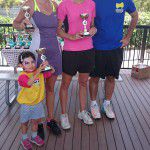 Open Ladies Singles Finalists Benita Smith and Anna Wishink with Centre Manager Rob Daley