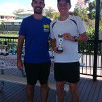 Junior Boy's Doubles Champion Matthew Hulme with Centre Manager Rob Daley