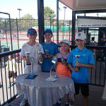 Hot Shots Green Ball Doubles Finalists Will Storrs, Jakob Mueller, Sarah Birchall and Ronan Wright